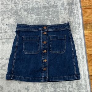Madewell Dark Blue Button-Front Mini Skirt